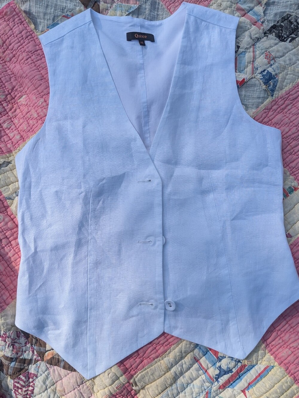 Quince European Linen Vest White Xs